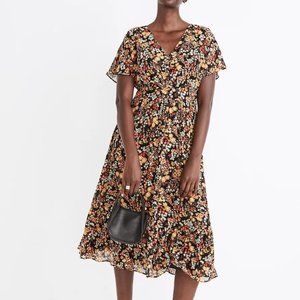 Madewell Dolman-Sleeve Ruffle-Hem Midi Dress